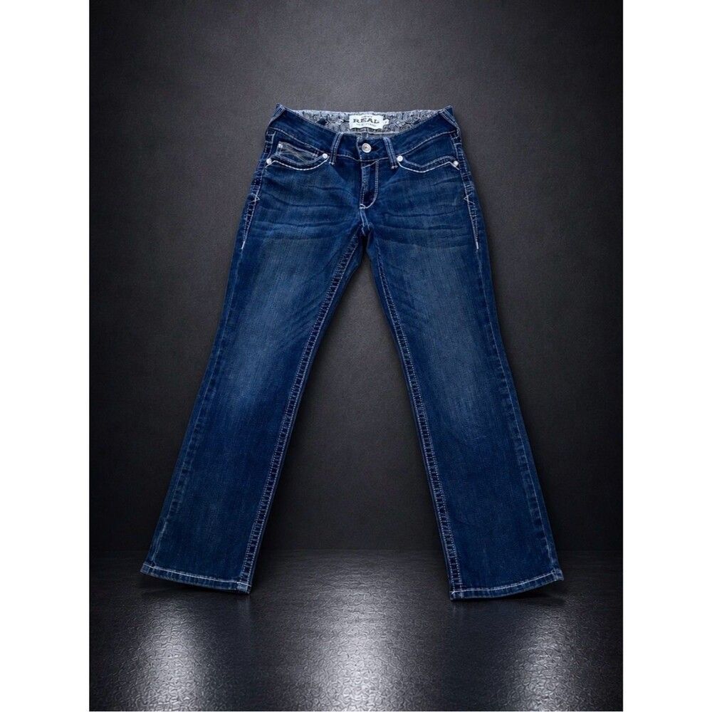 Ariat REAL Denim Womens 29x30 Bootcut Stretch Jeans Dark Wash Western EUC